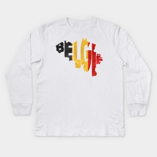 Belgium Typo Map Kids Long Sleeve T-Shirt